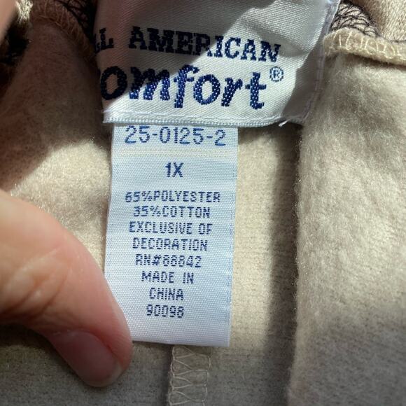 All American Comfort Tan Elastic Waist BOHO Cottagecore Casual Sweatpants 1X - Picture 7 of 8